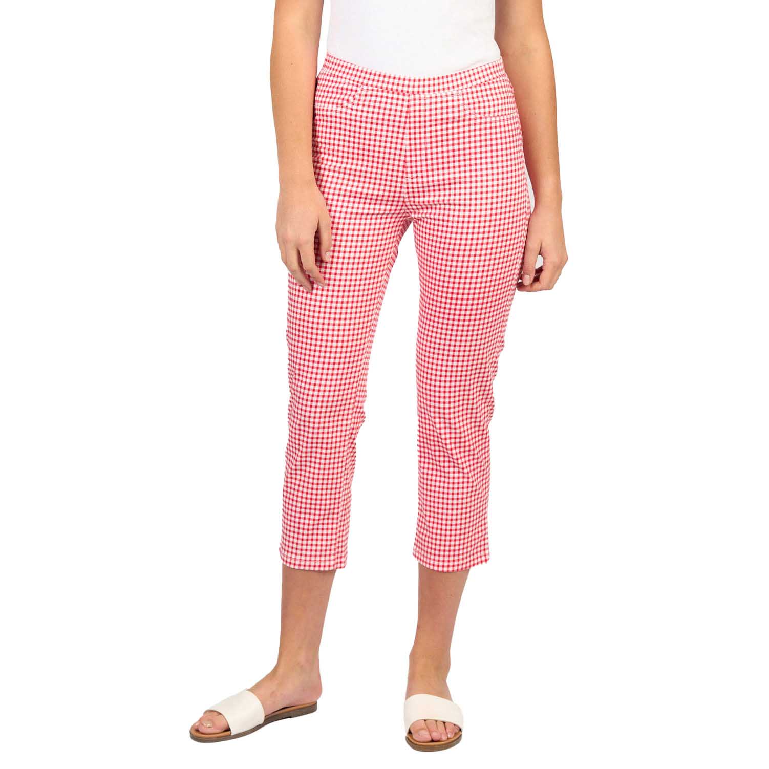 Vassalli Printed Slim Leg 7/8 Length Lightweight Pull On Pant